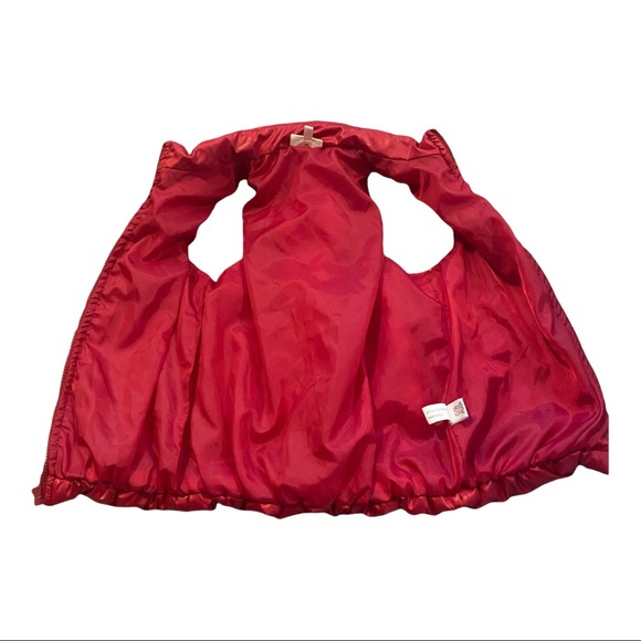 Red Sequined Puffer Zip Jacket Vest Sz S - Picture 2 of 6